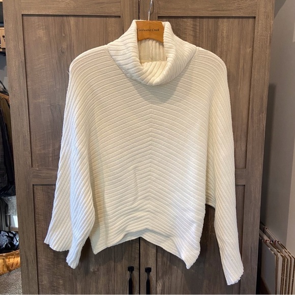 Anthropologie Moth Small Sweater dolman sleeve ribbed ivory - Picture 1 of 10